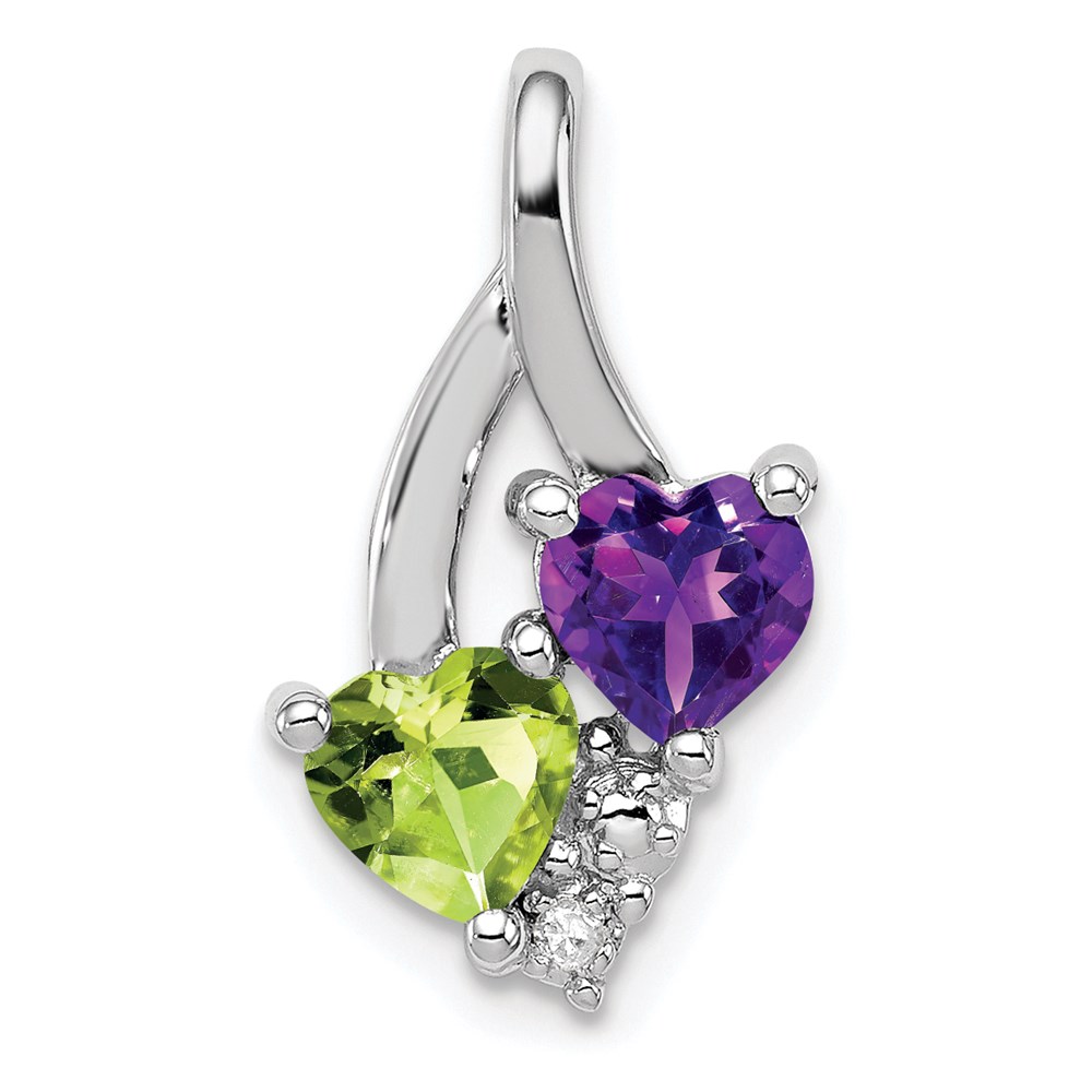 Sterling Silver Amethyst Peridot August Birthstone Diamond Mini Charm Pendant 74$